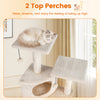 Two plush perches on a 44-inch beige kitten tower, perfect for relaxing and observing from a height.