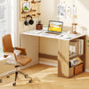 44 Inch Wooden Computer Desk with Bookshelf for Small Space-White and Natural - Gallery View 1 of 10