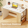 Spacious 44-inch wooden computer desk with a natural finish and 2-tier bookshelf, ideal for small spaces and.