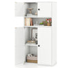 44-inch tall white bookshelf with doors, adjustable shelf, and ample storage space for organized display and easy.