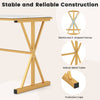 X-shaped metal frame of the 44-inch sintered stone dining table with faux marble top, showcasing sturdy construction.