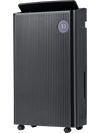 Black 4500 sq. ft dehumidifier with digital display, 4 modes, and wheels for easy mobility in basements.
