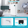 Dehumidifier with 4 universal casters, 73 pints/day capacity, and 5 modes for easy movement in large rooms.