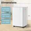 Dimensions of the 54 Pints Dehumidifier for home use, featuring a white design and specifications for large rooms.