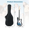 Electric bass guitar with gig bag, featuring solid wood construction and double pickups, ideal for beginners.