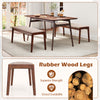 Backless bench with rubber wood legs and beige fabric padded seat, ideal for farmhouse-style dining or entryway use.
