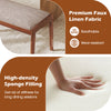 Backless 45-inch farmhouse bench with beige faux linen fabric and rubber wood legs, ideal for dining or entryway use.