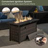45-inch propane rattan firepit table with adjustable flame, mixed brown finish, perfect for outdoor gatherings.