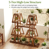 5-tier wood plant stand featuring a unique high-low structure, allowing optimal sunlight for 10 potted plants and decor.