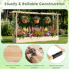 Wooden raised garden bed with side trellis, natural fir construction, perfect for growing plants and hanging pots.
