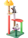 45 Inch Multi-Level Cat Tree with Plush Padded Top Perch and Fruit-Shaped Platforms