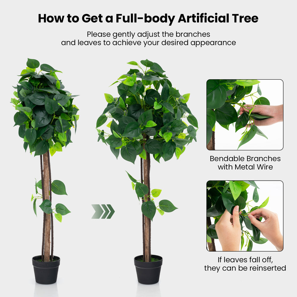 45-inch artificial hydrangea tree with a real wood trunk and bendable branches, perfect for home or office decor.