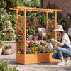 45 inch Tall Wooden Raised Garden Bed with Side Trellis and Hanging Roof-Orange - Gallery View 1 of 10