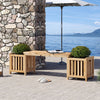 Patio wooden bench with planter in natural fir wood, perfect for outdoor seating and planting in gardens or patios.