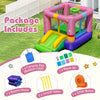 Bouncy castle featuring a jumping area, slide, and basketball hoop made of durable 420D oxford cloth for outdoor fun.