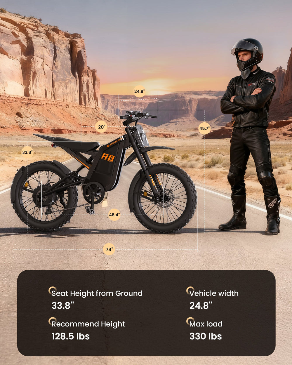 R8 size and fit diagram (key measurements shown)