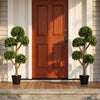 46-inch artificial boxwood topiary tree with five ball-shaped topiaries, perfect for enhancing entryways and porches.
