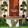 46-inch artificial boxwood topiary tree with 5 layered ball-shaped topiaries, ideal for entryways and maintenance-free.