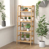 4-tier bamboo bookcase storage rack with potted plants, perfect for living rooms and kitchens. Durable and lightweight.