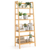 4-tier bamboo bookcase storage rack with plants and decor, perfect for living rooms and kitchens, durable and.
