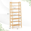 4-tier bamboo bookcase storage rack with dimensions, perfect for living rooms and kitchens, lightweight and durable.