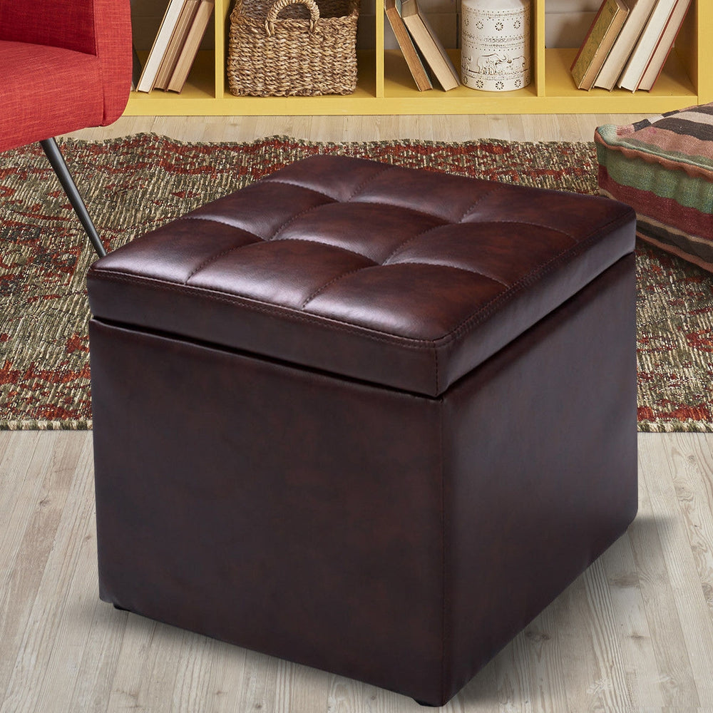 16 Inch Ottoman Pouffe Storage Box Lounge Seat Footstools - Gallery View 1 of 8