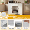 White 47.2-inch sideboard cabinet with door shelves, 10-bottle wine rack, and wipe-clean surface for versatile storage.