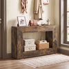 Rustic brown 47" 2-tier farmhouse console table with open storage shelf, perfect for small living room spaces.