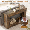 47" rustic brown 2-tier console table with open storage shelf, perfect for small spaces and easy to clean.