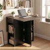 Extendable wooden dinner table with lockable wheels, featuring drop leaf panels and storage drawer, ideal for small.