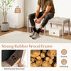 Upholstered bench with carved rubber wood legs, beige padded seat, and 440 lbs capacity for stylish entryway seating.