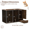 Rustic brown 47.5-inch dog crate furniture with hidden pull-out bowls, ideal for small and medium dogs, featuring a.
