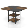 Square 47.5 inch modern dining table with rustic brown multi-color tabletop and sturdy metal frame, ideal for dining or.