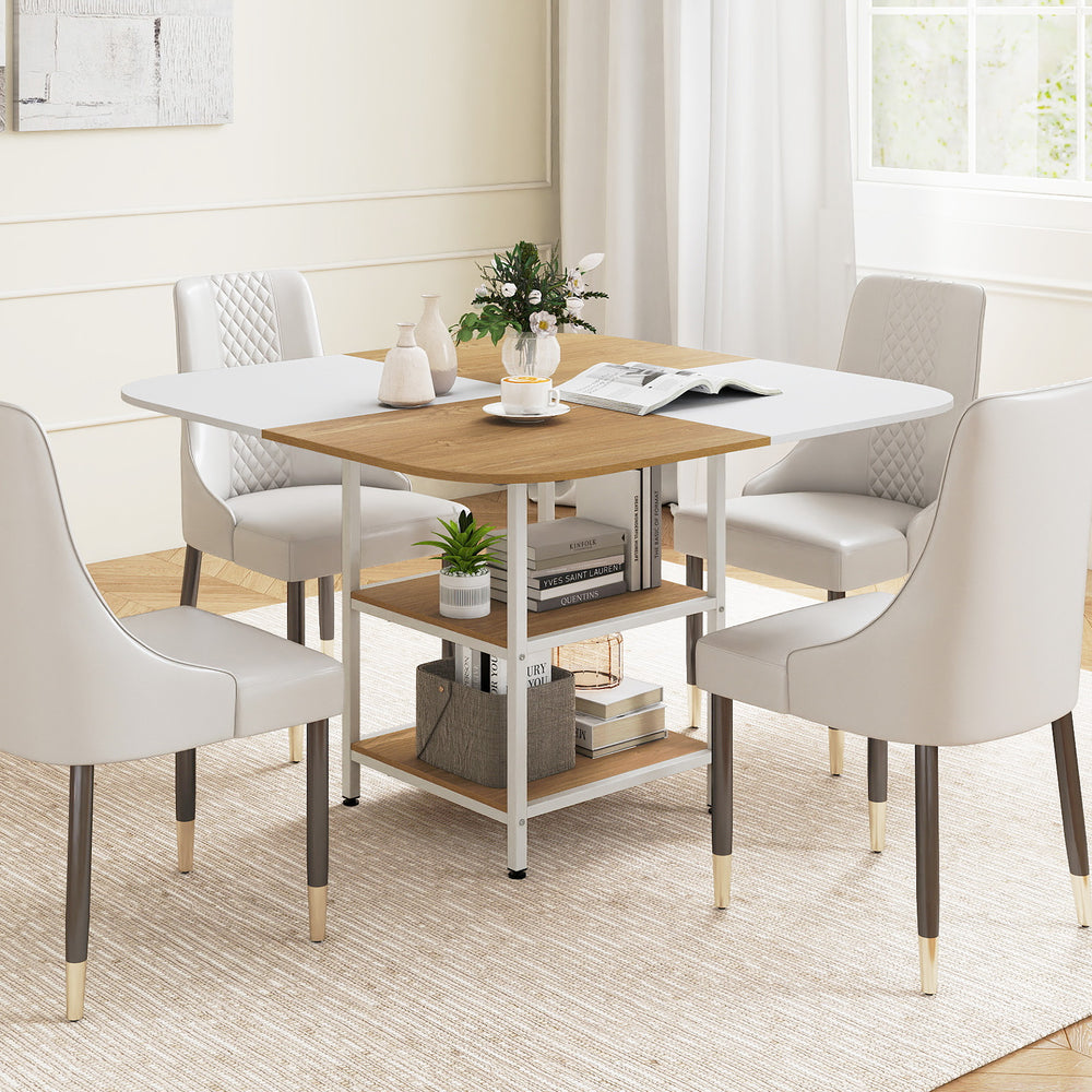 47.5 inch Modern Dining Table, Square Kitchen Table with Mix-colored Tabletop-Natural - Gallery View 1 of 10