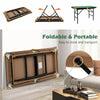 Folding billiard table with cues and chalk, made of durable MDF, designed for kids' play and easy storage.