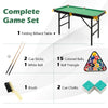 47-inch folding billiard table in green with two cue sticks, 15 colored balls, and accessories for kids' playtime.