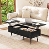 47 Inch Lift Top Coffee Table with 2 Hidden Compartments-Black - Gallery View 1 of 11