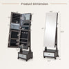 47-inch lockable jewelry cabinet armoire with full-length mirror, LED lights, and multiple storage options for.