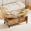47 Inch Oval Coffee Table with Storage and Open Compartments for Living Room-Natural - Gallery View 1 of 10