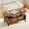 47 Inch Oval Coffee Table with Storage and Open Compartments for Living Room-Rustic Brown - Gallery View 1 of 12
