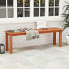 47-inch patio wood bench with slatted seat, made of solid wood, suitable for garden or balcony use.