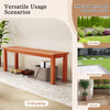 47-inch patio wood bench with slatted seat, made of solid wood, ideal for garden, entryway, or porch use.