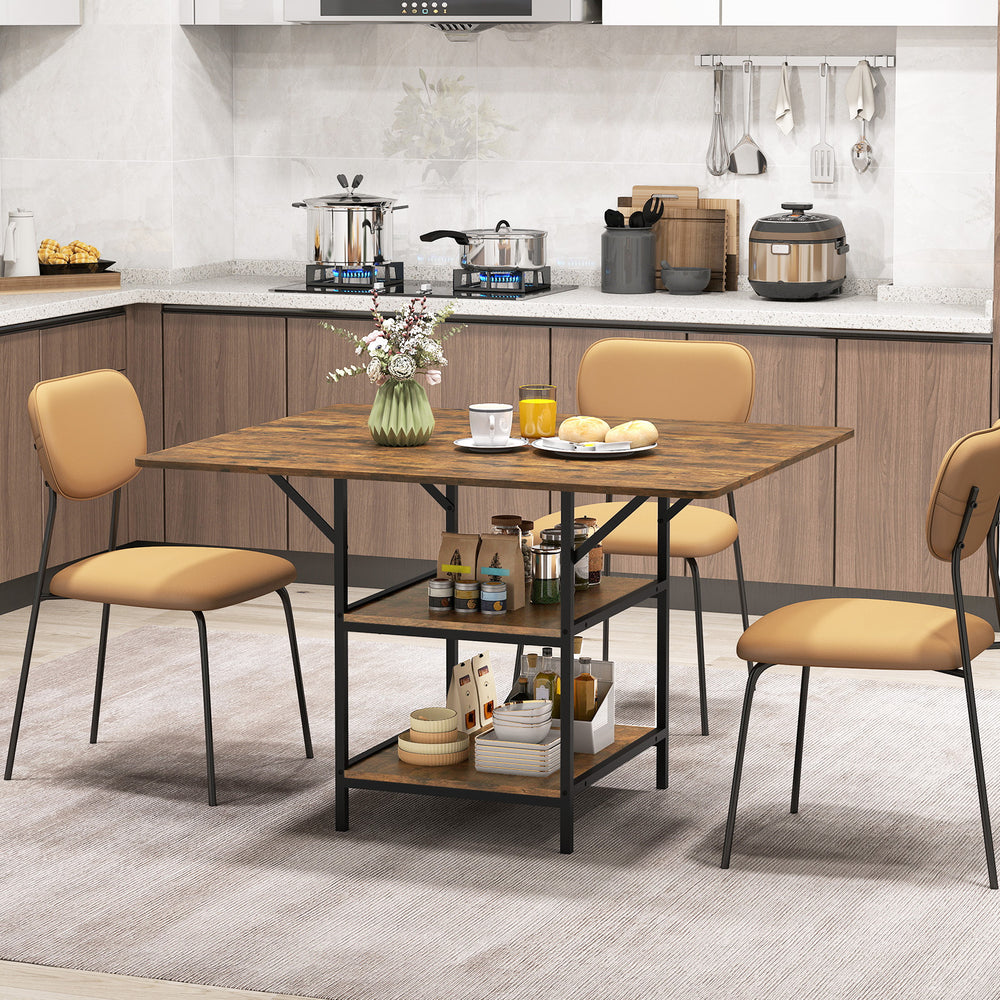 47 Inch Rectangular Dining Table with 2 Open Storage Shelves and Sturdy Metal Legs for 4-6-Rustic Brown costway2 - Gallery View 1 of 10