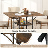 Rectangular 47-inch dining table in rustic brown with metal legs, featuring 2 open shelves and safe round corners for.