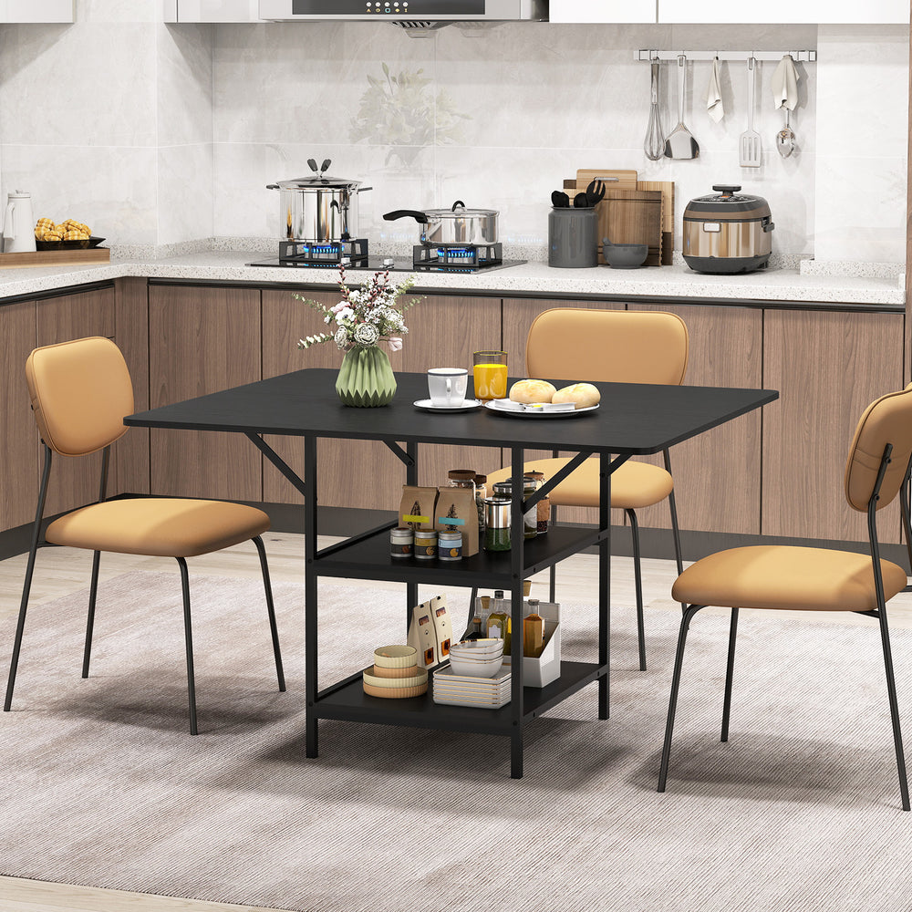 47 Inch Rectangular Dining Table with 2 Open Storage Shelves and Sturdy Metal Legs for 4-6-Black costway3 - Gallery View 1 of 10