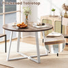 Round dining table with thickened tabletop, 47" diameter, rustic antique finish, stable X-shaped base for dining rooms.