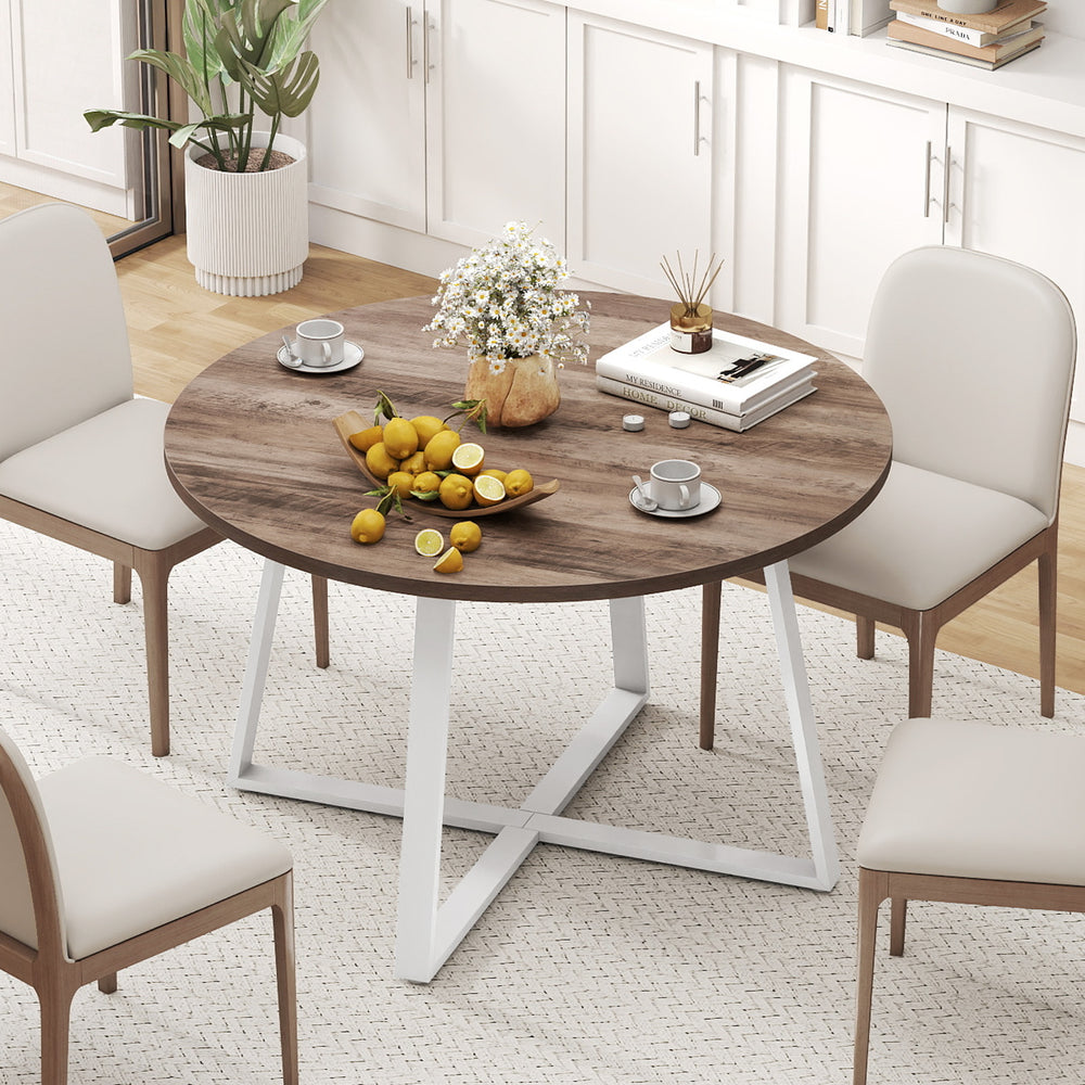 47 Inch Round Dining Table with Stable X-shaped Base and Round Thickened Tabletop-Natural - Gallery View 1 of 9