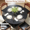 Round 47-inch dining table in black, seating 4-6, with 2-tier storage shelves, perfect for kitchen or apartment use.
