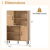 47-inch freestanding storage cabinet in natural finish with 2 doors and 4 open shelves for organized storage.