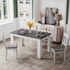 47-inch dark gray dining table with white legs, suitable for small spaces, perfect for dining or as a computer desk.